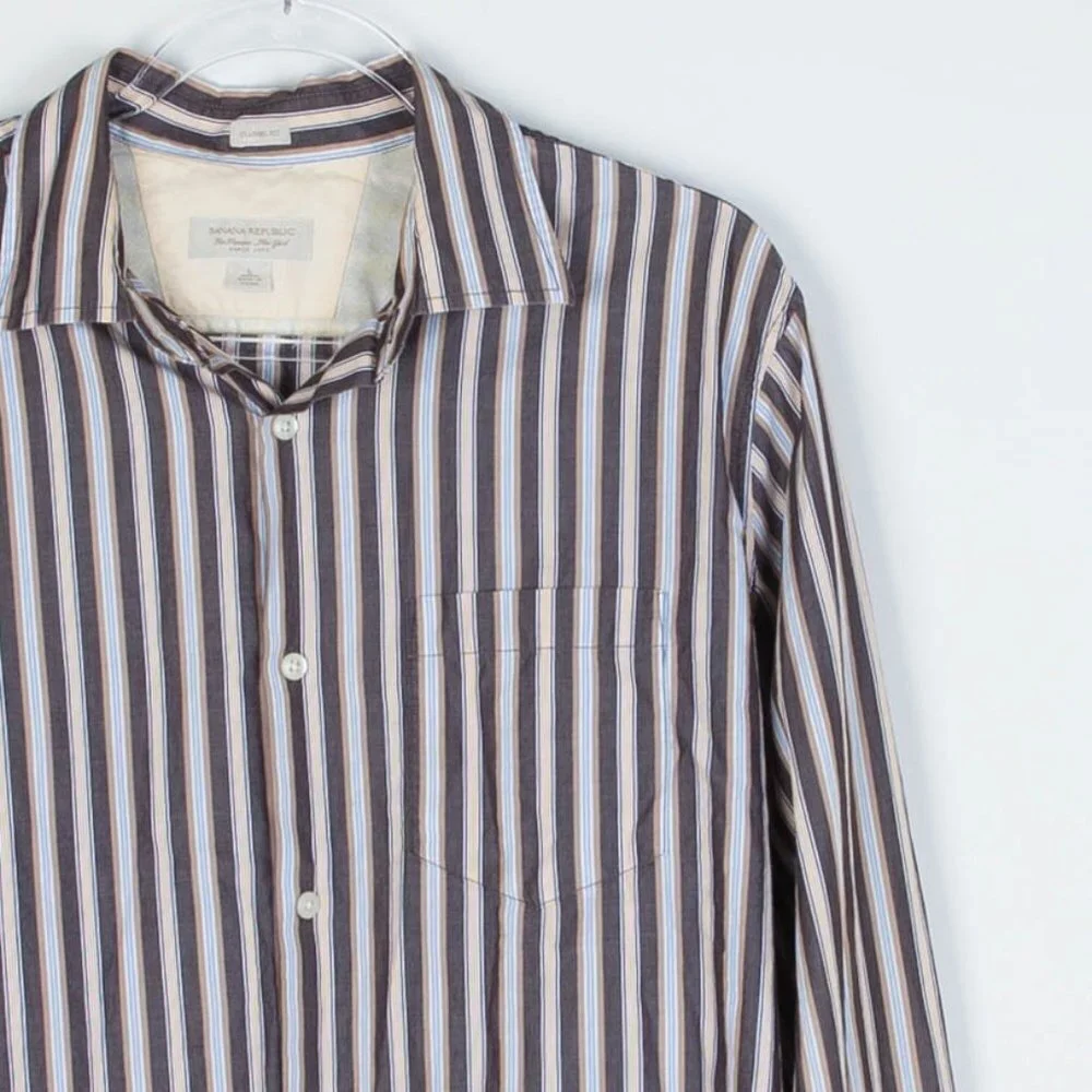 Banana Republic Striped Button Up Shirt Men's Sz‎ L